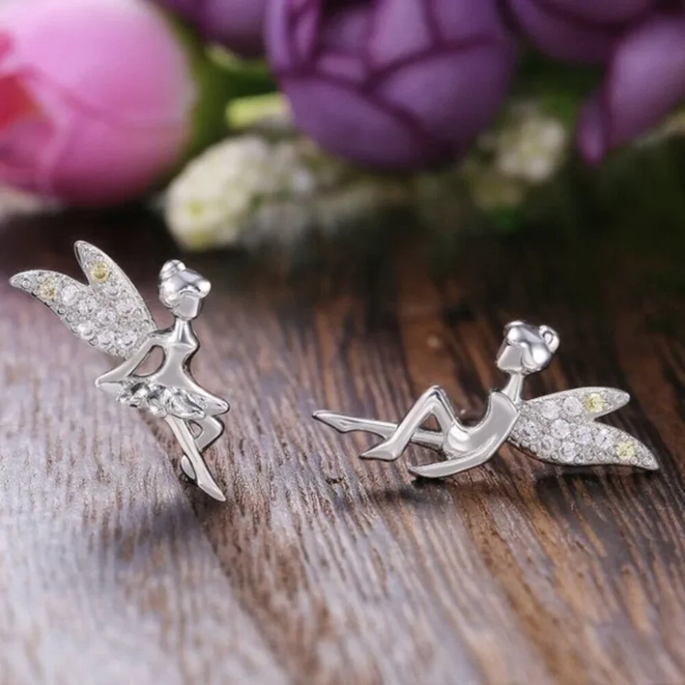 Beautiful 925 Silver White Sapphire Fairy Studs